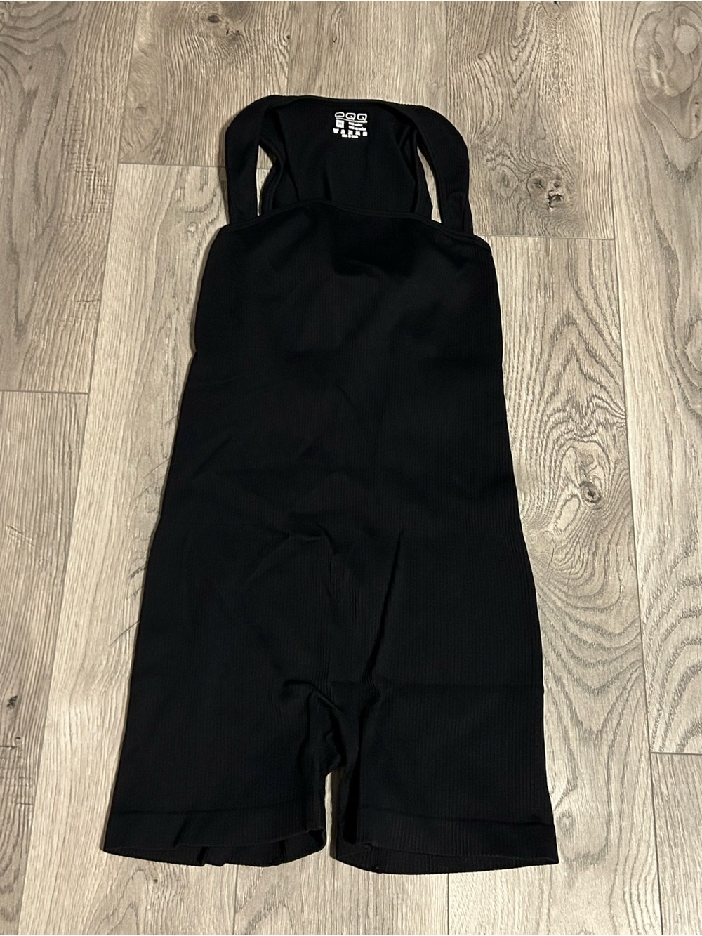 Black OQQ Ribbed Bike Short Overalls